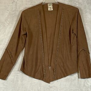 Vocal faux suede open front cardigan, jacket size M